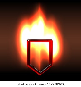 Bright burning label frame over darkness