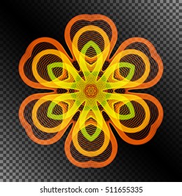Bright Burning Stylized Flower of the Lines. Abstract Design Element on Transparent Background. Creative Style.