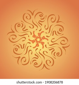 Luminoso y ardiente sun-mandala en tonos amarillos-anaranjados.