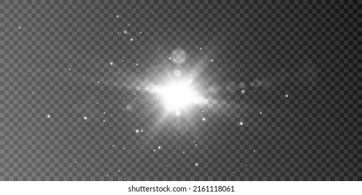 bright burst of starlight png. Light sunlight. Shimmering highlights on a transparent background. Vector