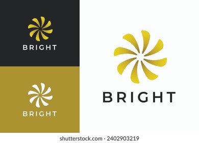 Bright Business Abstract Rotate Pinwheel Gold Mill Burst Firework Creative Logo Template