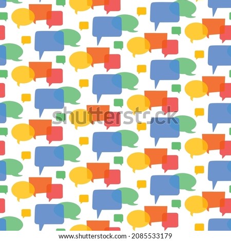Bright business seamless pattern with colorful speech bubbles on white, dialog boxes background