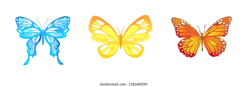 Bright butterfies set