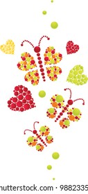 bright butterflies with hearts