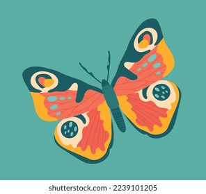 Bright butterflies icon. Nature and fauna, elegance and aesthetics. Luxury logotype for company. Poster or banner for website. Graphic element for printing on fabric. Cartoon flat vector illustration