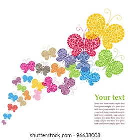 bright butterflies on a white background
