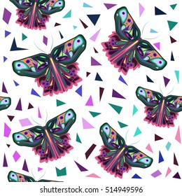 bright butterflies pattern, art, card, fashion, textile texture, print