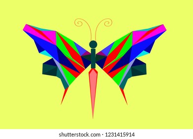 bright butterfly folded from figures