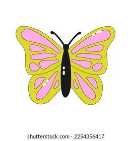 Bright butterfly icon in cartoon style. Vector illustration of a moth isolated on a white background