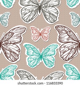 bright butterfly pattern. I vector white edges. polka dot pattern