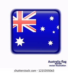 Bright button with flag of Australia. Happy Australia day background. Illustration with white background. Bright illustration with flag. Vector illustration.