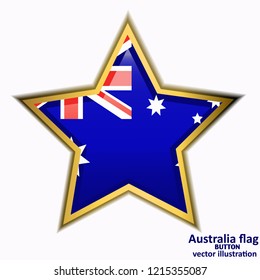 Bright button with flag of Australia. Happy Australia day background. Illustration with white background. Bright illustration with flag. Vector illustration.