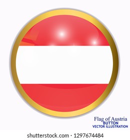 Bright button with flag of Austria. Happy Austria day background. Bright illustration with flag and white background.