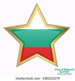 Bright button with flag of Bulgaria . Happy Bulgaria day background. Bright button with flag. Vector illustration with white background.