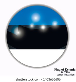 Bright button with flag of Estonia. Colorful illustration with flag for web design.