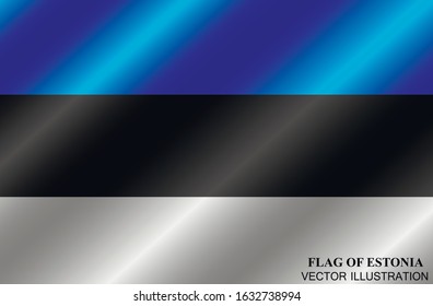 Bright button with flag of Estonia. Colorful illustration with flag for  design. Vector.