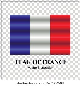 Bright button with flag of France. Happy France day banner. Transparent background with french flag.