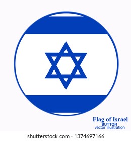 Bright button with flag of Israel. Independence Day of Israel background. Bright illustration with flag .