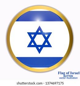 Bright button with flag of Israel. Independence Day of Israel background. Bright illustration with flag .