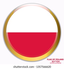 Bright button with flag of Poland. Colorful illustration with flag for web design. Illustration with grey background.