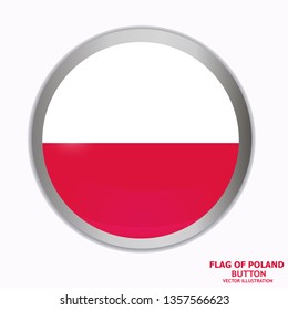 Bright button with flag of Poland. Colorful illustration with flag for web design. Illustration with grey background.