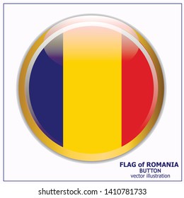 Bright button with flag of Romania. Happy Romania day button. Bright illustration with flag .