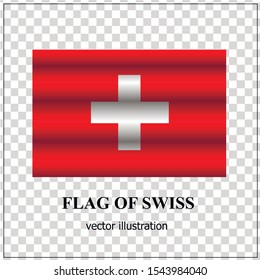 Bright button with flag of Swiss. Swiss National Day banner. Vector illustration with transparent background.
