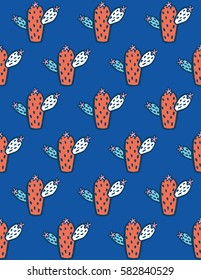 Bright cactus pattern design. Vector illustration.