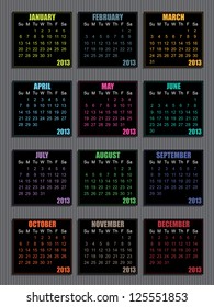bright calendar for 2013 on black squares