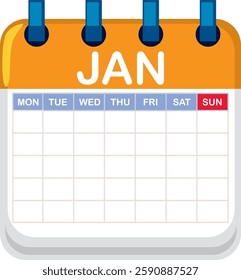 Bright calendar page showing January month layout