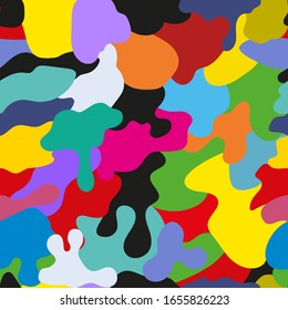 Bright camouflage seamless pattern. Modern print. Colorful vector illustration.