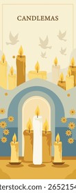 Ilustração de Velas Brilhantes com Abundância de Velas Acesas