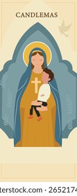 Bright Candlemas Illustration with Abundance of Lit Candles