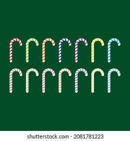 Bright Candy canes set for Christmas. Vector illustration