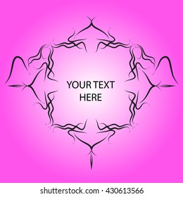 bright card with  frame for the text in the form of a girl silhouette. Frame for text. Vector frame for text. Frame for text of sketches of girls. Sketch of girls. Design frame for text