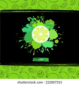 bright card with lime, linear seamless pattern included in swatches