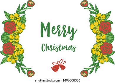 Bright card merry christmas, with pattern of seamless colorful flower frame. Vector