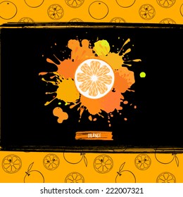 bright card with orange, linear seamless pattern included in swatches
