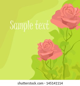 Bright card with red roses