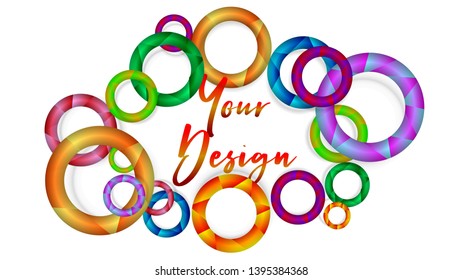 Bright card with rings.Abstract background with vector design elements.