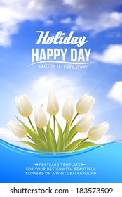 Bright card with tulips