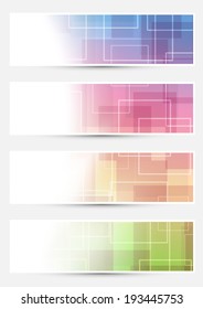 Bright cards collection - squares lines. Vector illustration
