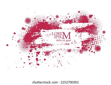 bright carmine red blob object on White Background. Color of 2023. Viva Magenta . 18-1750. Frame for text. Vector illustration
