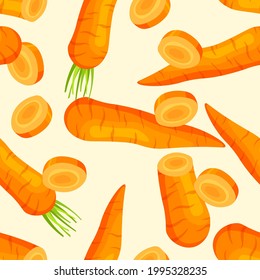 Bright carrot pepper seamless pattern. Summer banner concept. Vector illustration.