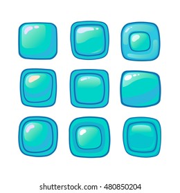 Bright cartoon blue vector buttons for web or game ui design