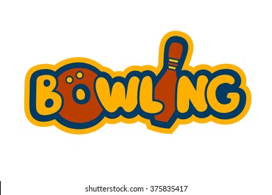 Bright Cartoon Bowling Sign Template for Identity, Card, Tag or Flyer
