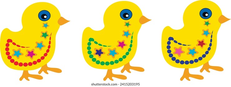 Bright cartoon chicken. Illustration on a transparent background. Print on fabric, T-shirt, tank top. Vector.. Vector.