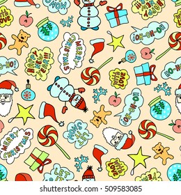 Bright Cartoon Christmas Pattern - Seamless Texture On The Pink Background