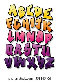 Bright Cartoon Comic Graffiti Font. Editable Vector Alphabet