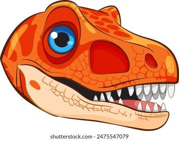Bright, cartoon dinosaur head with big eyes
